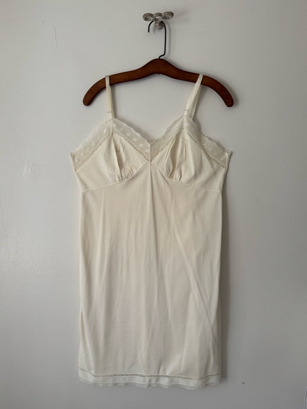 Vintage Cream Laced Trimmed Slip